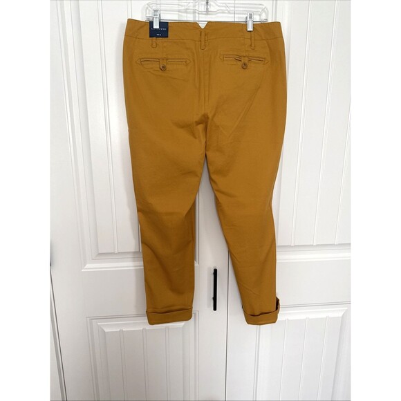 NWT Womens Lands End Cropped Straight Leg Pants Mustard Stretch Preppy Dressy 14 - Picture 12 of 12